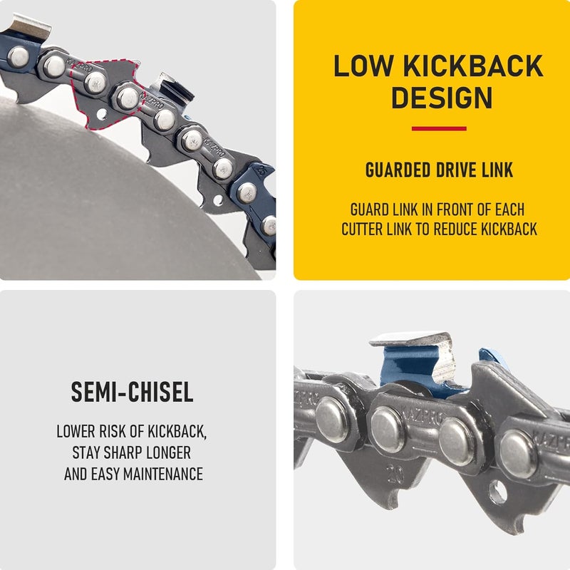 KAZPRO 20 Inch Chainsaw Chain 80 Drive Links, .325" Pitch, 050" Gauge, Low kickback, Lubrication System Chainsaw Blade fits 450, 445E, 450E, SP33G-80, H30-80, H23-80, 23RS3 80E, M80, etc, (3 Pack) - Image 5